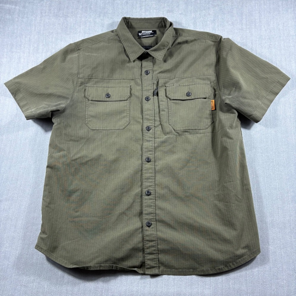Off The Grid Shirt Mens XL Green Short Sleeve Button Up Tactical Ripstop Vented